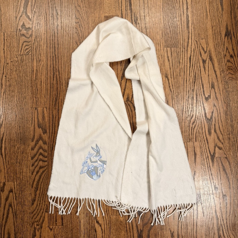 Warner Bros Acme Clothing Looney Tunes Scarf Bugs Bunny Taz OS Cream White